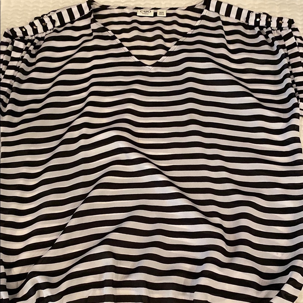 Chaps Black and White Striped Women's Top